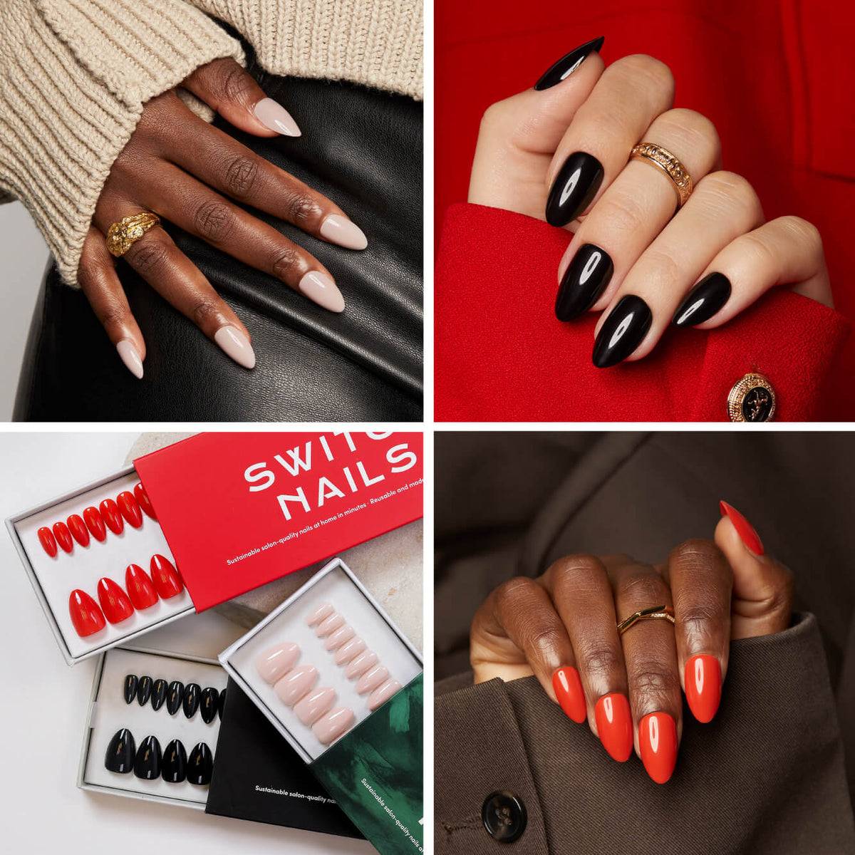 Combo: Nude, Red & Black - Almond